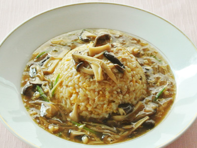 キノコのあんかけチャーハン
